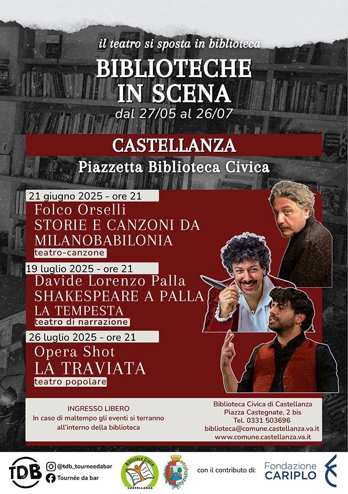 Il secondo appuntamento con “Biblioteche in Scena”vede protagonista Davide Lorenzo Palla e il suo teatro-narrazione
