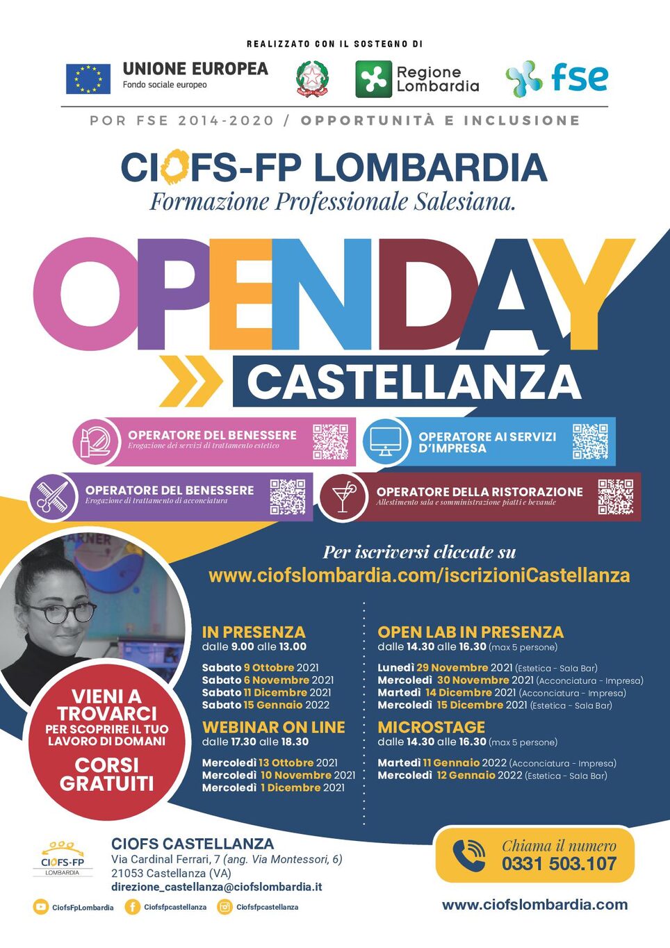 Programma degli open day del CIOFS di Castellanza